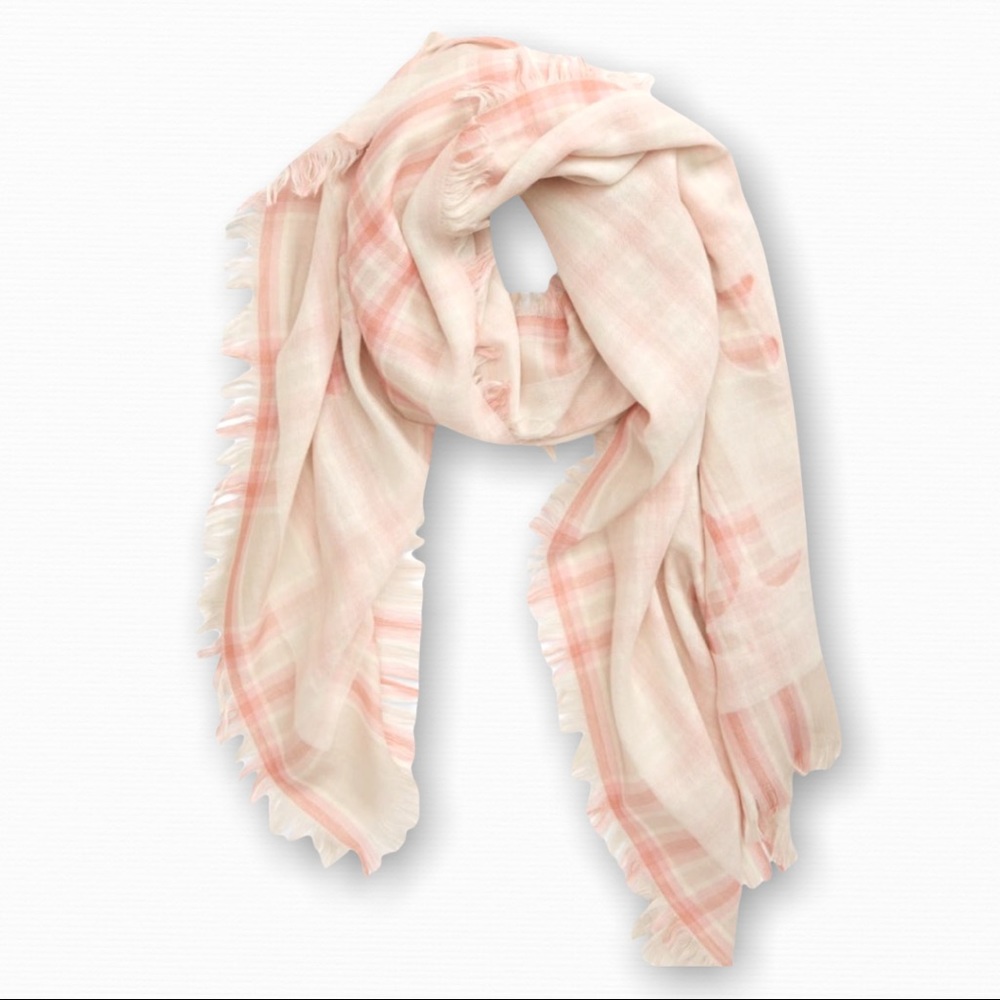 TORY BURCH LOGO BUDDY PLAID SCARF